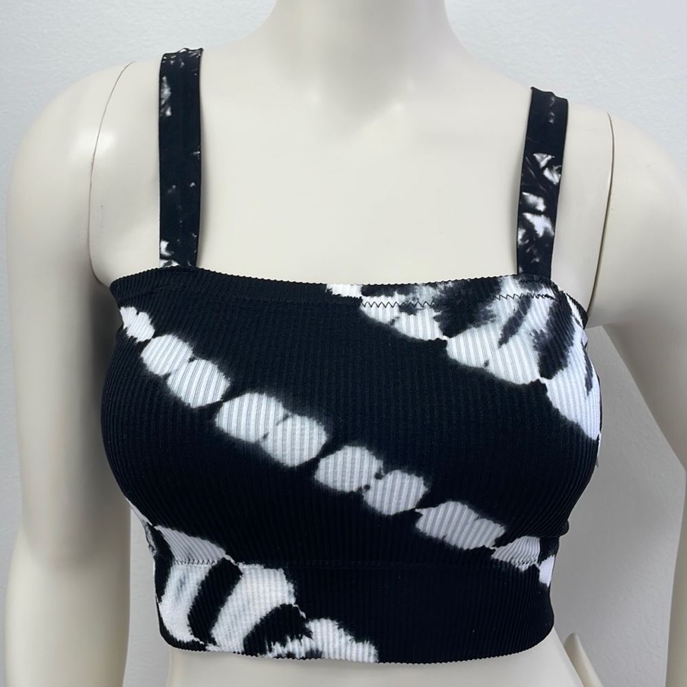 NWT • Black/White Tie Dye Tube Top with Straps - Picture 1 of 11